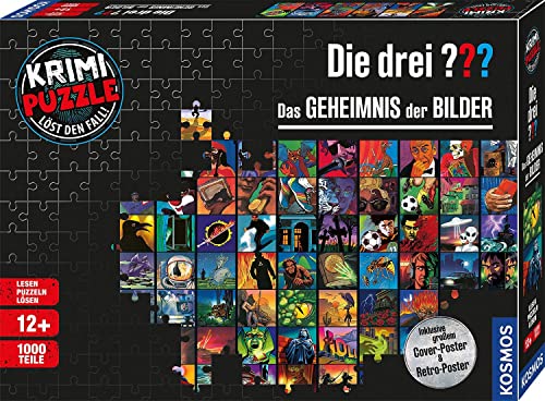 Die drei ??? - Krimi Puzzle - Das Geheimnis der Bilder von KOSMOS 680831, 1000 Teile, mit Fan-Plakat, Lesen, Puzzeln, Rätsel lösen, Detektiv Puzzle für Kinder ab 12 Jahre von Die drei ???