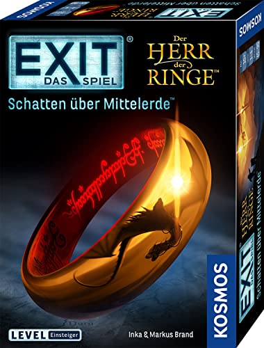 KOSMOS 682248 EXIT - Das Spiel - Der Herr der Ringe, Schatten über Mittelerde, Level: Einsteiger, Escape Room Spiel, EXIT Game für 1 bis 4 Spieler ab 10 Jahre, EIN einmaliges Gesellschaftsspiel von Kosmos