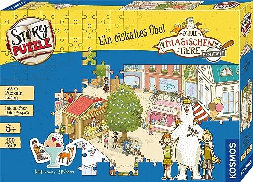 KOSMOS 682569 Story Puzzle Die Schule der magischen Tiere ermittelt EIN eiskaltes Übel, 100 Teile, Puzzle mit exklusiver Kurzgeschichte, Erstleser-Krimi-Fall für Kinder ab 6 Jahren von Kosmos