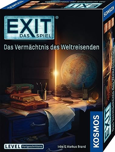 KOSMOS 682828 EXIT - Das Spiel - Das Vermächtnis des Weltreisenden, Level: Fortgeschrittene, Escape Room Spiel, EXIT Game für 1-4 Spieler ab 12 Jahre, EIN einmaliges Gesellschaftsspiel von Kosmos