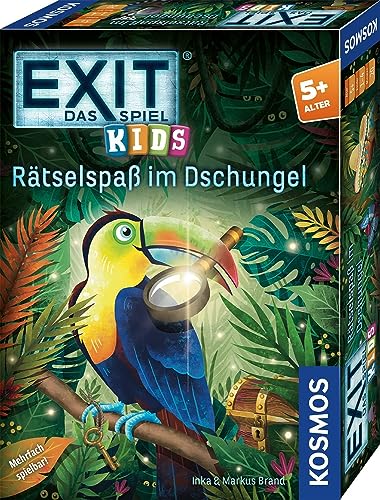 KOSMOS 683375 EXIT® - Das Spiel Kids - Rätselspaß im Dschungel, Rätselspiel ab 5 Jahre für 1-4 Kinder, mehrfach spielbar, Escape Room Spiel, EXIT Game, Kinderspiel von Kosmos