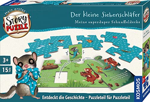KOSMOS 683573 Mein erstes Story-Puzzle: Der kleine Siebenschläfer, interaktives Puzzle und Mitmach-Geschichte, Spiel für die Kleinsten ab 3 Jahre, 35 große Puzzle-Teile für kleine Kinder von Kosmos