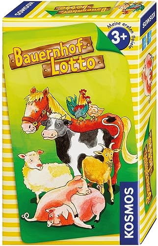 KOSMOS 710835 Bauernhof Lotto, Lotto Spiel für Kinder ab 3 Jahre, Kinderspiel mit lustigen Bauernhoftieren für 2-4 Spieler, ideal als Reisespiel von Kosmos