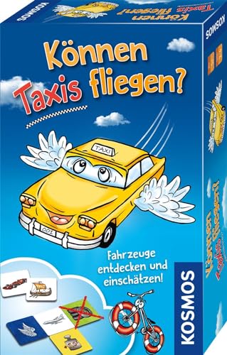 KOSMOS 711542 Können Taxis fliegen? Lernspiel ab 5 Jahre über Fahrzeuge, Kinderspiel, Lustiges Kinderspiel für 2-4 Spieler, ideal als Reisespiel von Kosmos