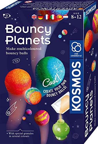 KOSMOS Flummi-Planeten, Bunte Flummis selbst herstellen, Coole Farbmuster selber Mixen, Experimentierset, Experimentierkasten, kleines Geschenk für Kinder ab 8 Jahre, mehrsprachige Anleitung von Kosmos