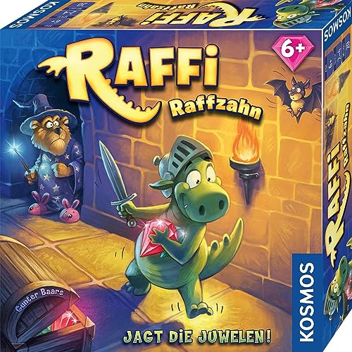 KOSMOS 681036 Raffi Raffzahn - Jagt die Juwelen, spannendes Kinderspiel mit magnetischer Drachen-Figur, Brettspiel für 2-4 Kinder ab 6 Jahren oder für die ganze Familie von Kosmos