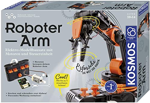 KOSMOS Roboter-Arm, Modellbausatz für deinen elektrischen Roboterarm, mit 5 Motoren und Steuereinheit, Einführung in die Welt der Robotik, Experimentierkasten von Kosmos