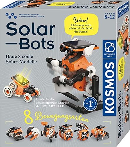 KOSMOS 620677 Solar Bots, Baue 8 Solar-Modelle, Bausatz für Roboter mit Solarenergie-Antrieb, Solarzelle mit Motor, Experimentierkasten für Kinder ab 8-12 Jahre von Kosmos