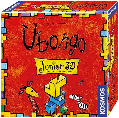 KOSMOS 697747 Ubongo 3-D Junior, Der tierische Bauspaß, rasantes Kinderspiel ab 5 Jahren, mit 3D-Bausteinen, Brettspiel, Familienspiel, fördert Konzentration und logisches Denken von Kosmos