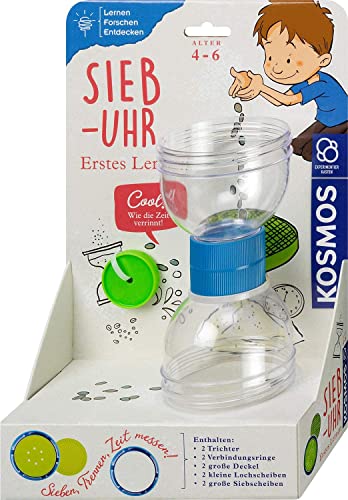 Kosmos 602338 Erstes Lernen: Sieb-Uhr, Sieben,Trennen, Zeit messen, für Kinder ab 4 Jahre, Forscher-Set, Lernspielzeug für drinnen und draußen, Experimentierset für Kindergarten-Kinder, Geschenk von Kosmos