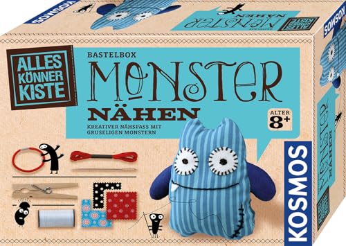 Kosmos 604080 AllesKönnerKiste Monster nähen für Anfänger, DIY Bastelset für Kinder ab 8 Jahren, Kindergeburtstag, Nähset Kinder, Nähen Kinder von Kosmos