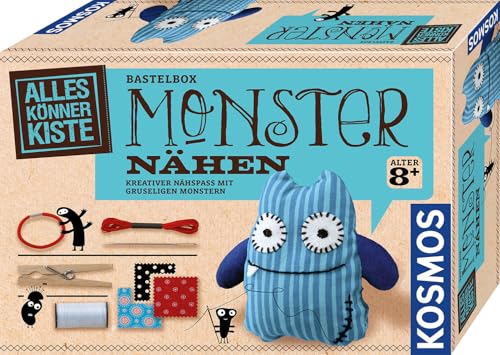 KOSMOS 604080 AllesKönnerKiste Monster nähen für Anfänger, DIY Bastelset für Kinder ab 8 Jahren, Kindergeburtstag, Nähset Kinder, Nähen Kinder von Kosmos