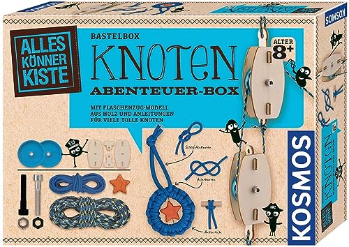 Kosmos 604325 AllesKönnerKiste Knoten Abenteuer-Box, DIY-Bastelset für Jungen und Mädchen ab 8 Jahren, mit Flaschenzug-Modell & Anleitungen für viele Knoten von Kosmos
