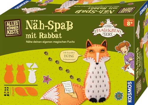 Kosmos 604677 Die Schule der magischen Tiere Nähspaß mit Rabbat, AllesKönnerKiste Nährset für Kinder, Bastelset ab 8 Jahren mit Fuchs Rabatt aus den Schule der magischen Tiere Büchern von Kosmos