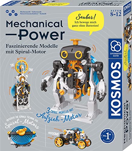Kosmos ‎620783 Mechanical Power, Entdecke spielerisch Mechanik, Bausatz mit Spiral-Motor für Rennauto, Roboter und Timer, Experimentierkasten für Kinder ab 8-12 Jahre Bunt von Kosmos