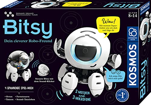 Kosmos 621094 Bitsy - Dein cleverer Robo-Freund, Roboter für Kinder, Steuere Bitsy mit Sound-Klicker, Spielzeug für Kinder, Experimentierkasten ab 8-12 Jahre von Kosmos