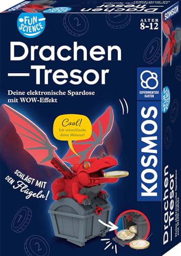 KOSMOS 621360 Fun Science Drachen-Tresor, elektronische Drachen Spardose, Experimentierkasten zu Mechanik und Elektronik für Kinder ab 8 Jahre von Kosmos