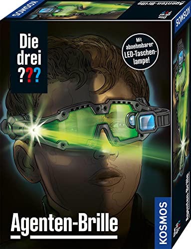 Die drei ??? Agenten-Brille von KOSMOS, mit integrierter Doppel-LED zur Beleuchtung im Dunkeln, Visier vorklappbar mit Such-Linse und Vergrößerungs-Linse, Detektiv-Spielzeug, Rollenspiel von Die drei ???