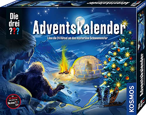 Die drei ??? Adventskalender 2023 von KOSMOS 632533, Löse die 24 spannenden Rätsel um das mysteriöse Schneemonster, Spielzeug- und Rätsel-Adventskalender für Kinder von Die drei ???