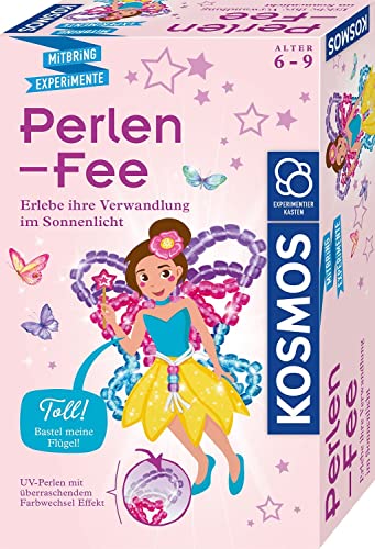 KOSMOS 658144 Perlen-Fee, mit farbwechselnden UV-Perlen, Basteln und Experimentieren in einem, Experimentierset für Kinder ab 6 bis 9 Jahre, Mitbringexperiment, DIY Deko von Kosmos