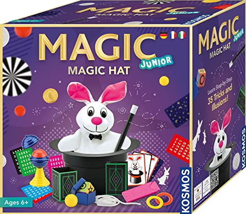 Kosmos 680367 Magic Junior Zauberhut, Lerne einfach 35 Zaubertricks und Illusionen, Zauberkasten mit Zauberstab, viele weitere Utensilien, für Kinder ab 6 Jahre, mehrsprachige Anleitung von Kosmos