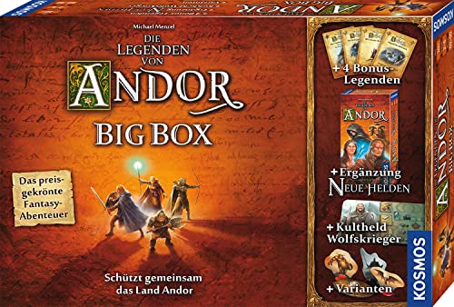 Kosmos 683122 Die Legenden von Andor-Big Box Spiel, Grundspiel (Kennerspiel des Jahres 2013) und zusätzliche Ergänzung, kooperatives Fantasy-Brettspiel ab 10 Jahren, Andor Starterset von Kosmos