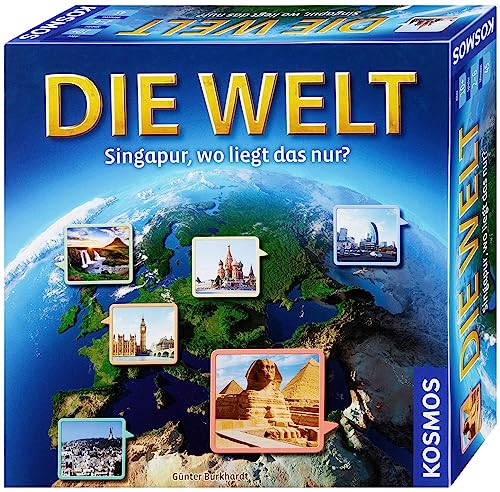 KOSMOS 691882 Die Welt, Geografie Spiel, Familienspiel für 2-6 Spieler, ab 10 Jahre, Weltreise Spiel, Europa Spiel, Reise um die Welt, Brettspiel, Gesellschaftsspiel von Kosmos