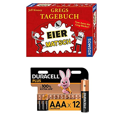Kosmos 691905 - Gregs Tagebuch - Eier-Matsch, Familienspiel von Jeff Kinney dem Autor von Gregs Tagebücher, für Kinder ab 8 Jahre + Duracell Plus AAA Alkaline-Batterien, 12er Pack Kosmos 691905 - Gregs Tagebuch - Eier-Matsch, Familienspiel von Jeff Kinney dem Autor von Gregs Tagebücher, für Kinder ab 8 Jahre + Duracell Plus AAA Alkaline-Batterien, 12er Pack von Kosmos