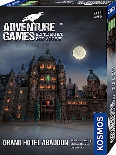 KOSMOS 693190 Adventure Games - Grand Hotel Abaddon Entdecke die Geschichte, kooperatives Brettspiel, für 1 bis 4 Spieler, ab 12 Jahren, spannendes Abenteuerspiel (Deutsch) von Kosmos