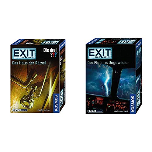 Kosmos 694043 - EXIT - Das Haus der Rätsel & Der Flug ins Ungewisse - Die DREI??? Escape Room Spiel für Einsteiger, 1-4 Spieler von Kosmos