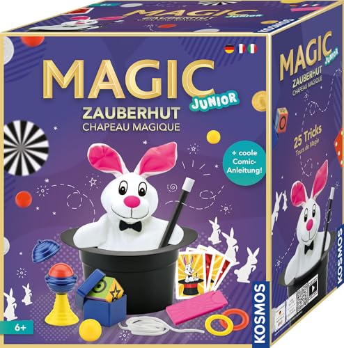 Kosmos ‎694302 Magic Junior Zauberhut, Lerne einfach 25 Zaubertricks und Illusionen, Zauberkasten für Kinder ab 6 Jahre mit Zauberstab und vielen weiteren Utensilien von Kosmos