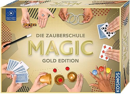 Kosmos 698232 Zauberschule Magic Gold Edition, 150 ZauberTricks von leicht bis anspruchsvoll, viele magische ZauberUtensilien, Zauberkasten für Kinder ab 8 Jahre von Kosmos