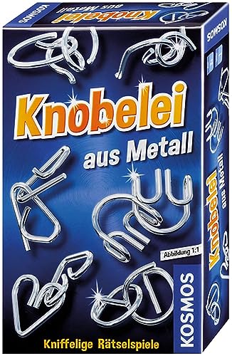 KOSMOS 711221 Knobelei aus Metall, Knifflige Rätselspiele und spannende Knobeltricks, Mitbringspiel von Kosmos