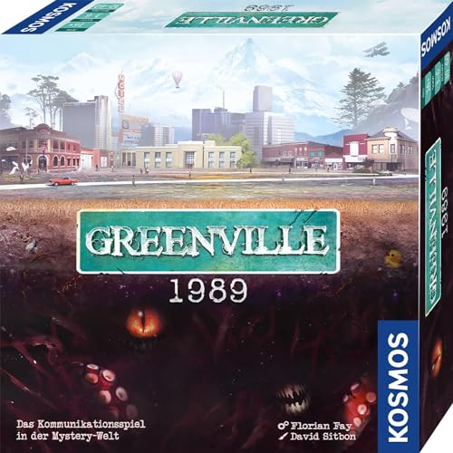 KOSMOS 680039 Greenville 1989, Zurück in die Wirklichkeit. Das KommunikationsSpiel in der MysteryWelt, für 3 6 Spieler ab 16 Jahre, kooperatives Gesellschaftsspiel in Deutscher Sprache von KOSMOS