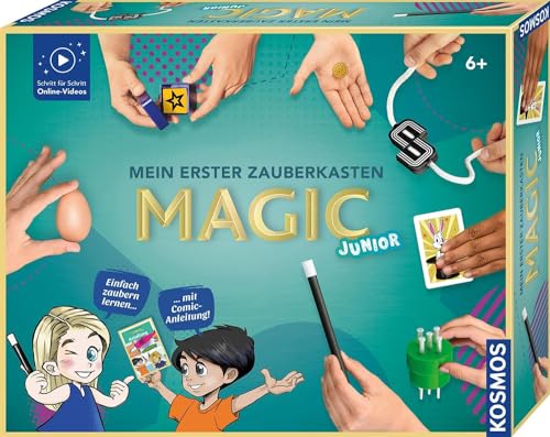 Kosmos 694333 Magic Junior - Mein erster Zauberkasten, Zauberkasten für Kinder ab 6 Jahre, kinderleicht Zaubertricks Lernen Dank Comic-Anleitung von Kosmos