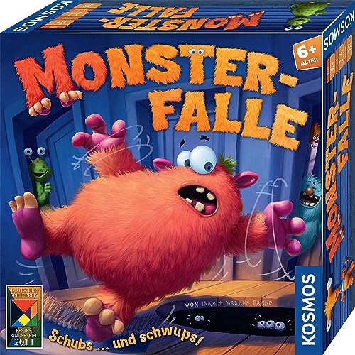 KOSMOS 682637 Monsterfalle, Das lustiges Kinderspiel ab 6 Jahre, für 2 bis 4 Personen, Brettspiel mit besonderem Schiebemechanismus, kooperatives Familienspiel, spannendes Gesellschafttspiel von Kosmos