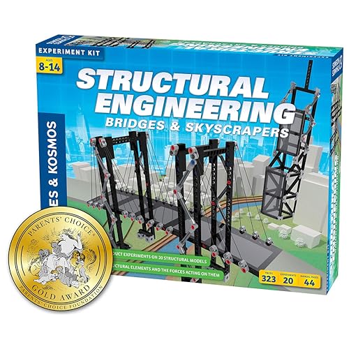 Thames & Kosmos , 625414, Structural Engineering, Bridges & Skyscrapers,Science & Engineering Kit, Build 20 Models, Learn About Force, Load, Compression, Tension, Ages 8+ von Thames & Kosmos