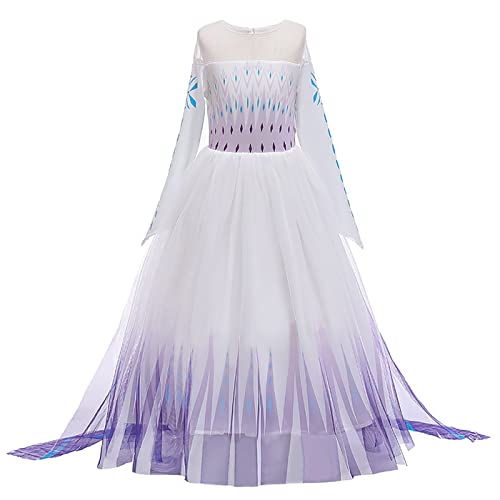 Kosplay Mädchen Elsa Prinzessin Kostüm und Accessoires Schneekönigin 2 Verkleidung Kinder Geburtstag Party Weihnachten Halloween Karneval Cosplay Prinzessin Kleid von Kosplay