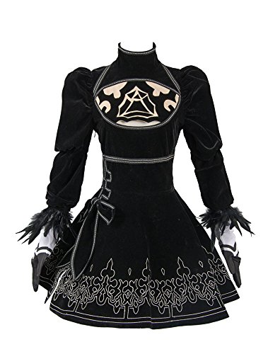 NieR:Automata 2B Uniform Dress Cosplay Kostüm Schwarz Damen XXL von Kostor