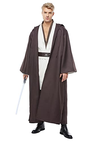 Kostor Obi Wan Kenobi Cospaly Kostüm Tunika Herren Mantel Weiß, Braun/Beige, X-Small von Kostor