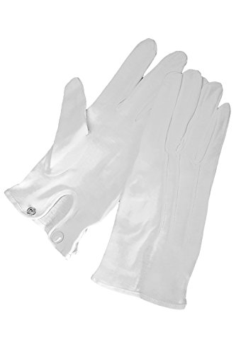 Kostuem24 Baumwoll-Handschuhe weiß mit Druckknopf und Biesen, XL (Herren) von Kostuem24