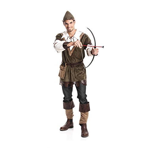 Kostümplanet® Robin Hood Kostüm Herren Faschings-Kostüm Mittelalter Kleidung Männer Jäger Outfit Set Verkleidung Bogenschütze Erwachsene Größe 48/50 von Kostümplanet