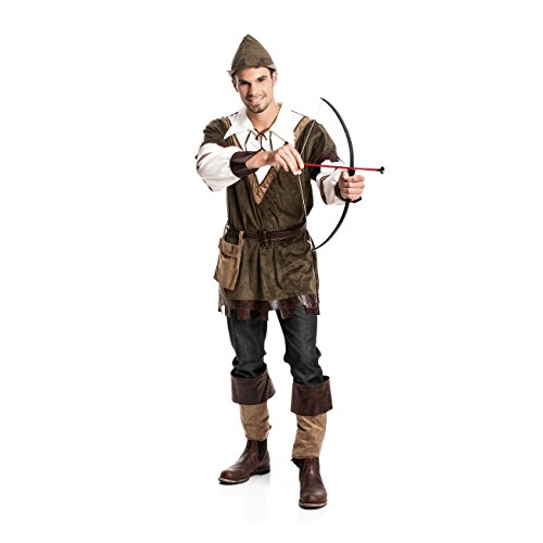 Kostümplanet® Robin Hood Kostüm Herren Faschings-Kostüm Mittelalter Kleidung Männer Jäger Outfit Set Verkleidung Bogenschütze Erwachsene Größe 56/58 von Kostümplanet