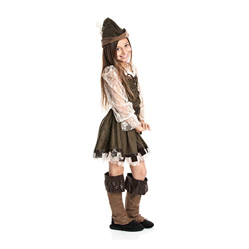 Kostümplanet® Robin Hood Kostüm Kinder Mädchen Faschingskostüm Lady Marian Kinderkostüm Räuberin Jäger Mittelalter Verkleidung Bogen-Schütze Größe 128 von Kostümplanet