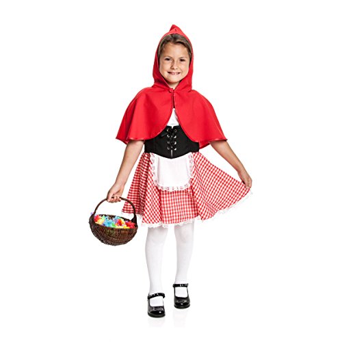 Kostümplanet® Rotkäppchen Kostüm Mädchen Kinder komplett Set Verkleidung roter Cape Schürze Kinderkostüm Märchen Outfit Faschingskostüm Größe 128 von Kostümplanet