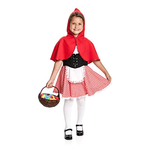 Kostümplanet® Rotkäppchen Kostüm Mädchen Kinder komplett Set Verkleidung roter Cape Schürze Kinderkostüm Märchen Outfit Faschingskostüm Größe 128 von Kostümplanet