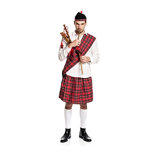 Kostümplanet® Schotten-Kostüm Herren Kilt + Mütze + Schärpe Schotte Karnevals-Kostüm große Größe 52/54 von Kostümplanet