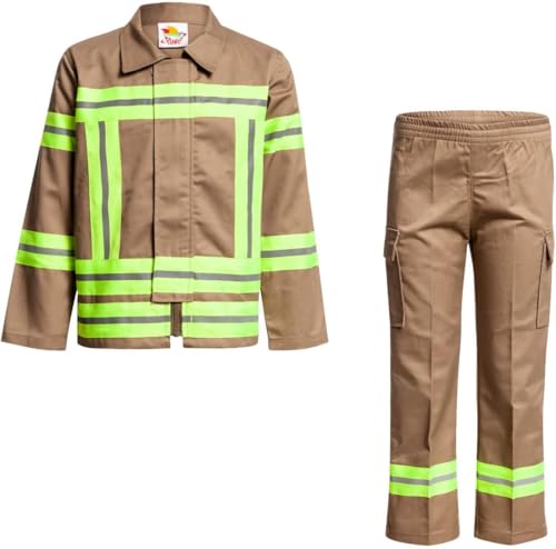 Kostümplanet Feuerwehr-Kostüm Kinder Kostüm Feuerwehrmann Kind Uniform Beige (104) von Kostümplanet