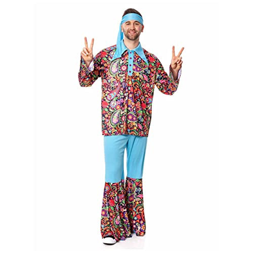 Kostümplanet Hippie Kostüm Herren Flower Power Verkleidung (52-54) von Kostümplanet