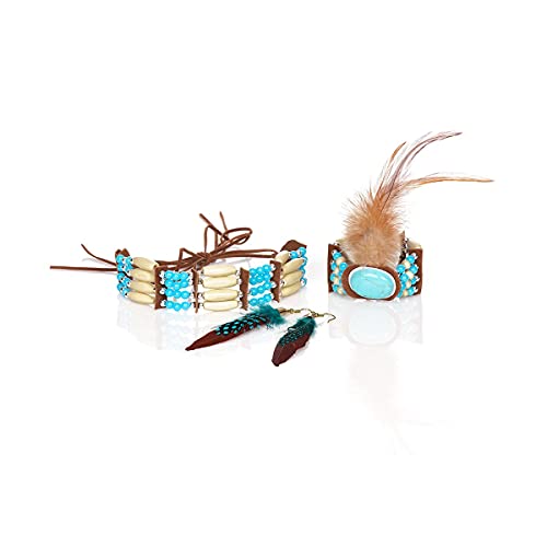 Kostümplanet Indianer Schmuckset Damen Indianerin Feder Schmuck Halskette Armband Ohrringe von Kostümplanet